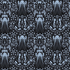 Phantasm Damask Fantasy Blue on Black