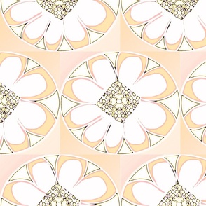 FLORAL  DELIGHT- PALE PEACH AND WHITE