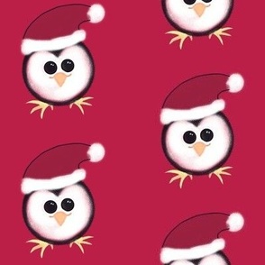 Rolling Christmas penguins on red