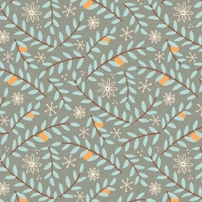 L - branches with oranges on grey - Nr.1. Coordinate for Peaceful Forest - 6"