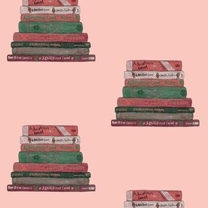 christmas carol bookstack - pink background
