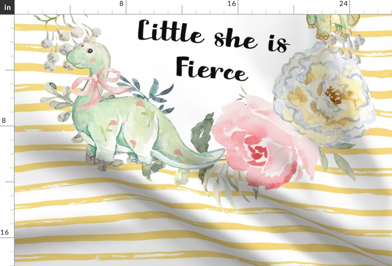 27"x36" Though She Be But Little Dino Print in Yellow