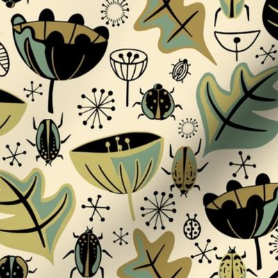 Retro Beetle Garden - Moss - Medium
