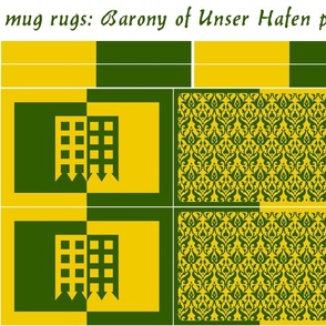 mug rugs: Barony of Unser Hafen (SCA)