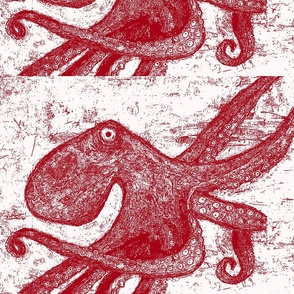 Rustic Octopus - Red and White
