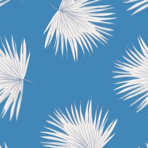 GIANT Freehand Fan Palm - true blue and white