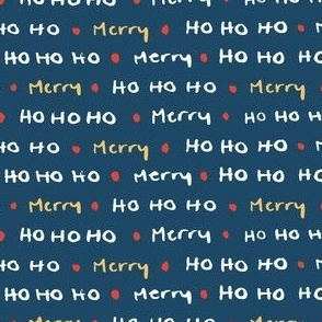 Merry Christmas words HO HO HO - Navy Red