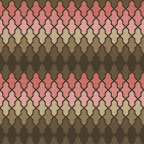 Moroccan Tiles - Dusty Rose on Taupe