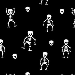 Little skeleton dance halloween skulls and dead bodies day of the dead dia de los muertos horror design black and white monochrome