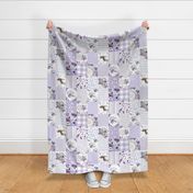 21" Girls Lilac Boho Wolf Cheater Quilt 90 degrees