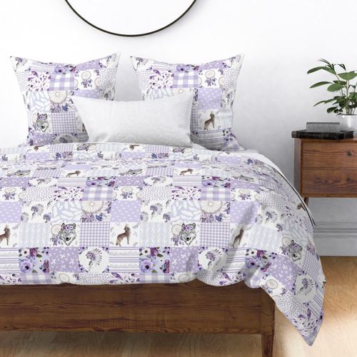 21" Girls Lilac Boho Wolf Cheater Quilt copy