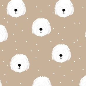 Cute kawaii english sheep dog friends cute puppy kids design sand ginger beige white