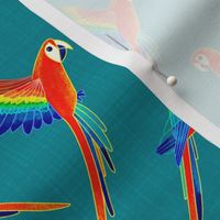 Free Flight - Red Macaw Parrots - Teal - Large Scale