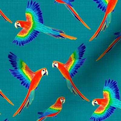 Free Flight - Red Macaw Parrots - Teal - Large Scale