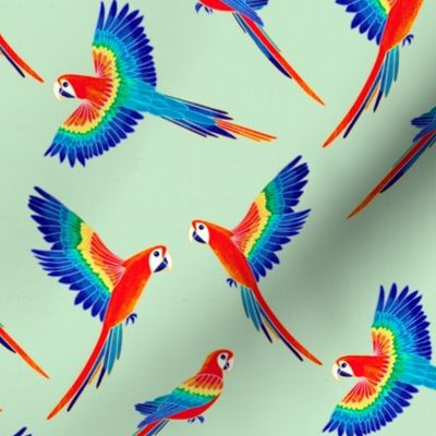 Free Flight - Red Macaw Parrots - Sage - Large Scale