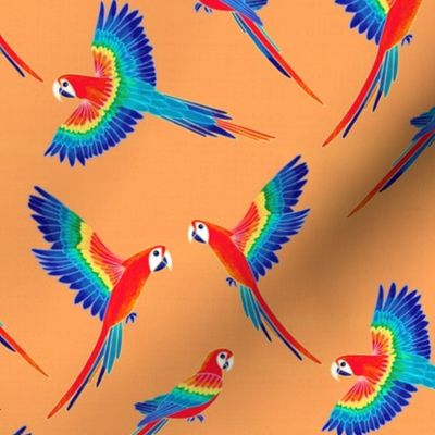 Free Flight - Red Macaw Parrots - Coral - Large Scale