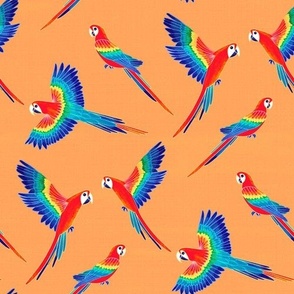 Free Flight - Red Macaw Parrots - Coral - Large Scale