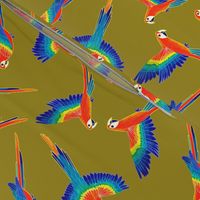 Free Flight - Red Macaw Parrots - Mustard Green - Large Scale