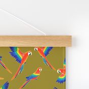 Free Flight - Red Macaw Parrots - Mustard Green - Large Scale