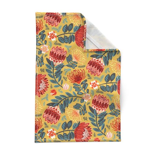 Non-Directional Protea Chintz - Mustard - Large Scale