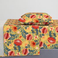 Non-Directional Protea Chintz - Mustard - Large Scale