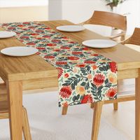 Non-Directional Protea Chintz - Red & Grey - Large Scale