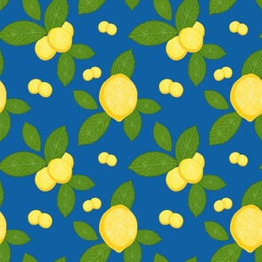 Luscious Lemons - ocean blue, medium