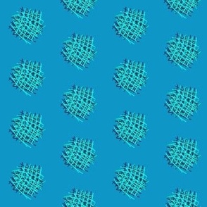 DSC3 - One Inch  Crosshatch Polka Dot Puffs in Aqua and Blue - Coordinate for all DSC3 Designs