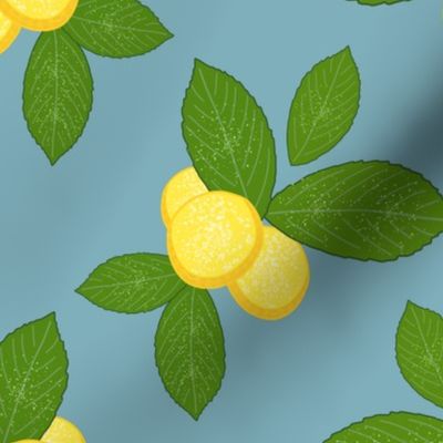 Lovely Lemons - teal blue, medium