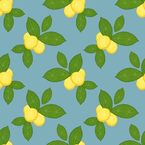 Lovely Lemons - teal blue, medium