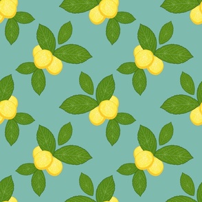 Lovely Lemons - teal green, medium