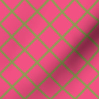 DSC23 - Medium - Diagonally Checked Grid in Pink and  Lime Green - Coordinate for all DSC23 Designs