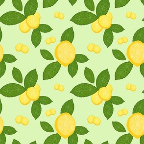 Luscious Lemons - pastel mint, medium