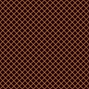 DSC7 - Small - Diagonally Checked Grid in Brown and Gold