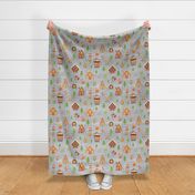 gingerbread woodland animals grey linen