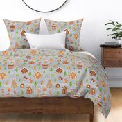 gingerbread woodland animals grey linen