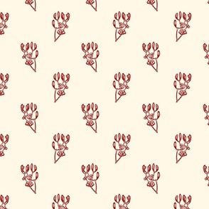 Mistletoe toile, Deep Red on cream Cosmic Latte