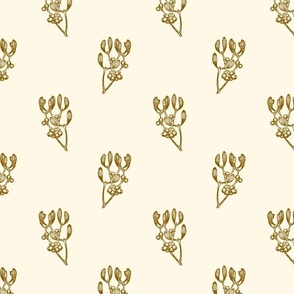 Mistletoe toile, Cocoa Brown on cream Cosmic Latte