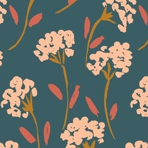 Painted flower bunch meadow - teal // Medium scale