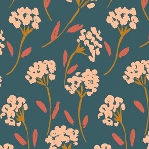 Painted flower bunch meadow - teal // Simplescale