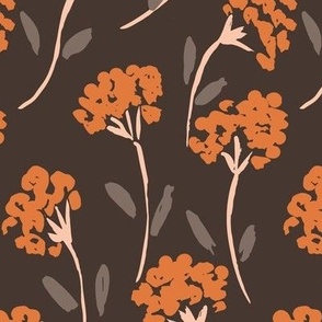 Painted flower bunch meadow - brown // Medium scale