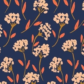 Painted flower bunch meadow - navy blue // Big scale