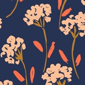 Painted flower bunch meadow - navy blue // Big scale