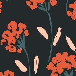 Painted flower bunch meadow - black // Big scale