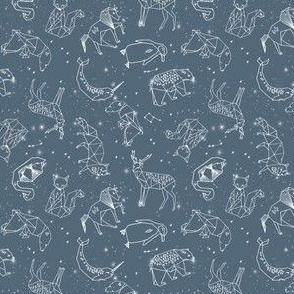 SMALL Constellations // animal geometric constellation fabric payne's grey