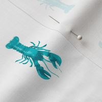 Small Watercolor Turquoise Lobster on White