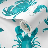 Large Turquoise Crustaceans on White