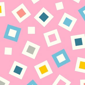 Tinkle Abstract Geometric Scattered Squares in Spring Pastels - LARGE Scale - UnBlink Studio by Jackie Tahara