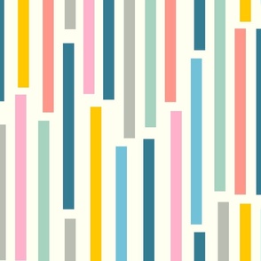 Showers Abstract Geometric Vertical Stripes in Spring Pastels with Cream - LARGE Scale - UnBlink Studio by Jackie Tahara