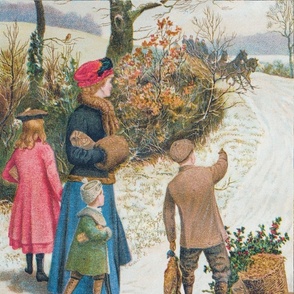 Winter scene, Victorian colour litho